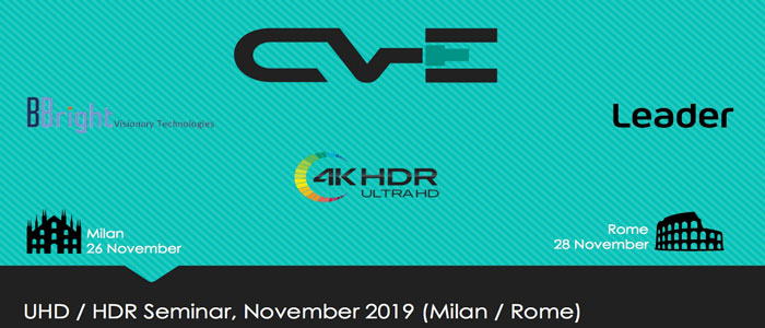 CVE: Seminario UHD/HDR, Milano 26 Novembre, Roma 28 novembre